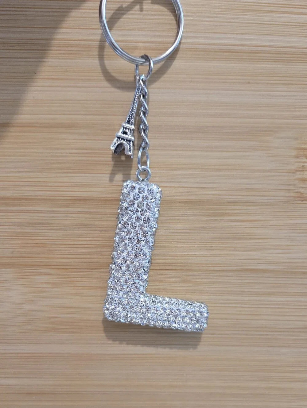 NWT Bling Rhinestone Letter 'L' Eiffel Tower Keychain